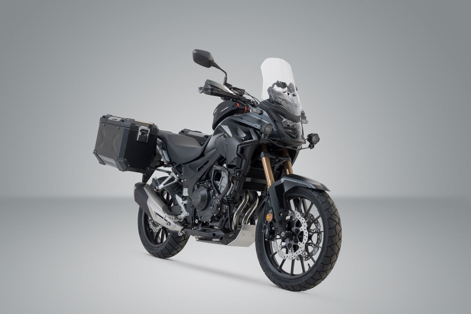 TRAX ADV aluminium case system Black. 45/45 l. Honda CB500X,CB500F,CBR500R,NX500.