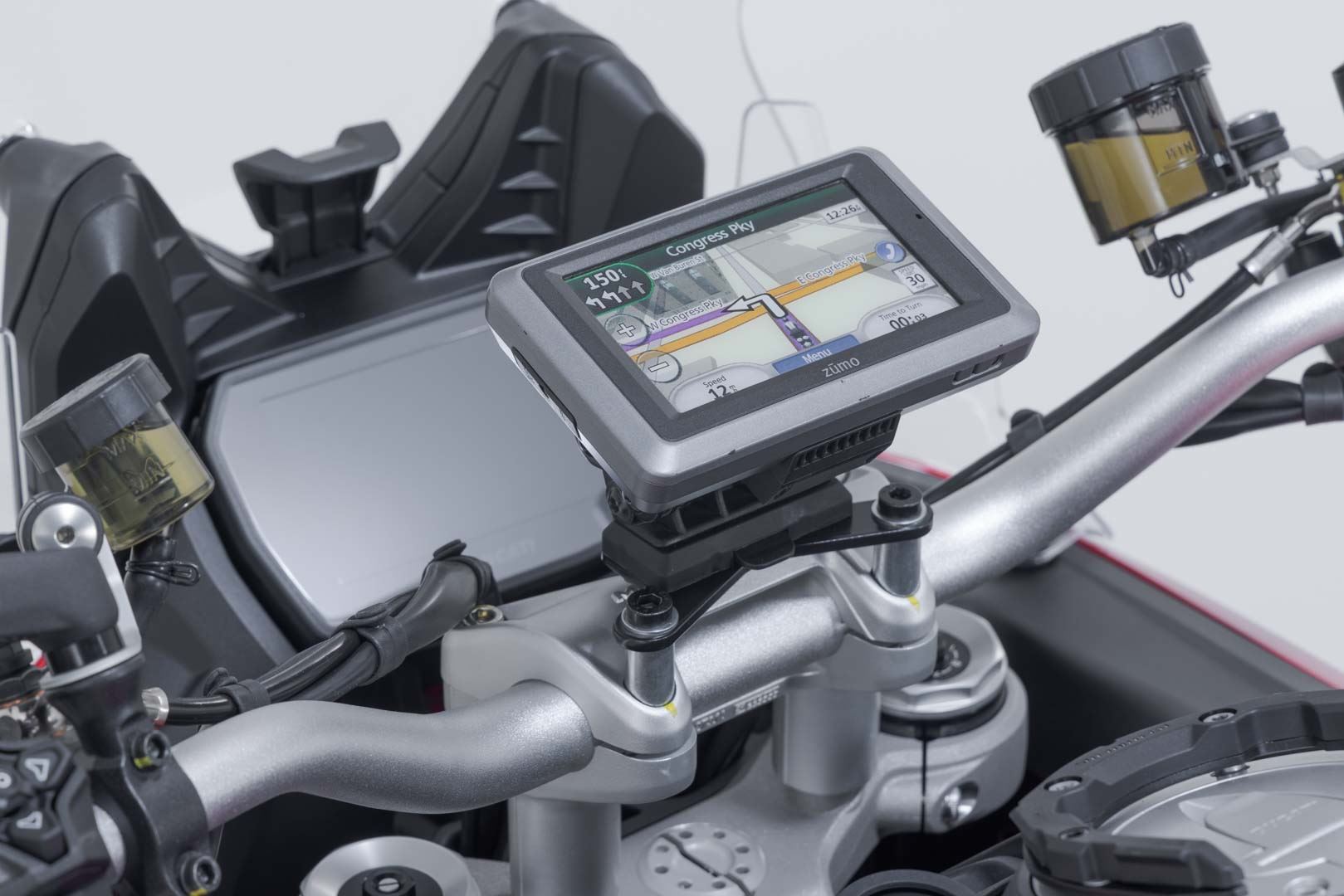 GPS mount on the handlebar Black. Ducati Multistrada V4 (20-), V2 (24-).