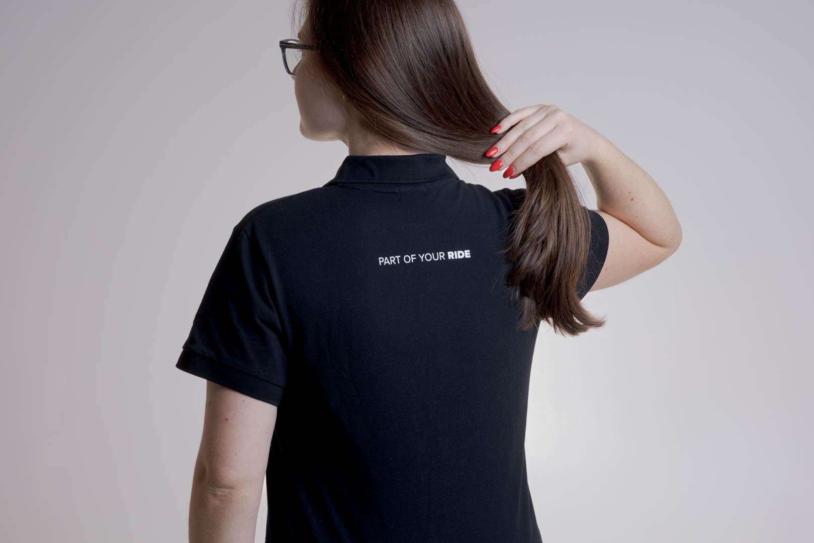Polo shirt Core Line. Black. Women. Size L.