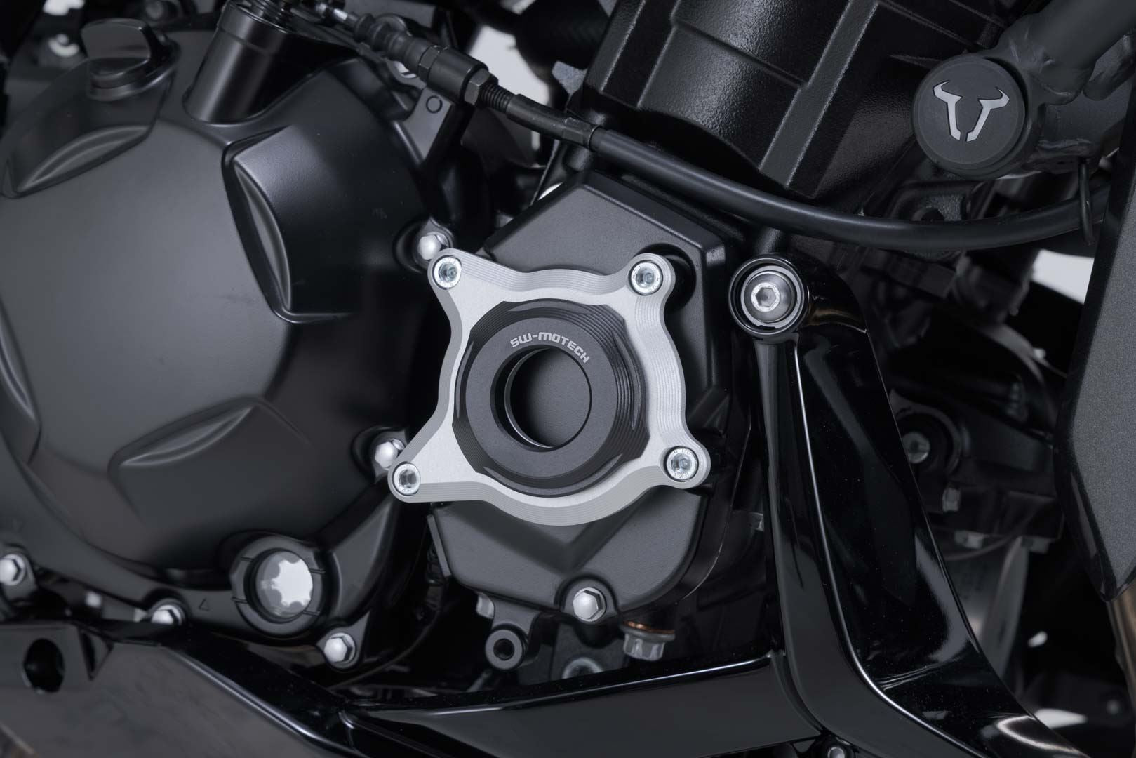Engine case protector Black/Silver. Kawasaki Z1100 (25-).