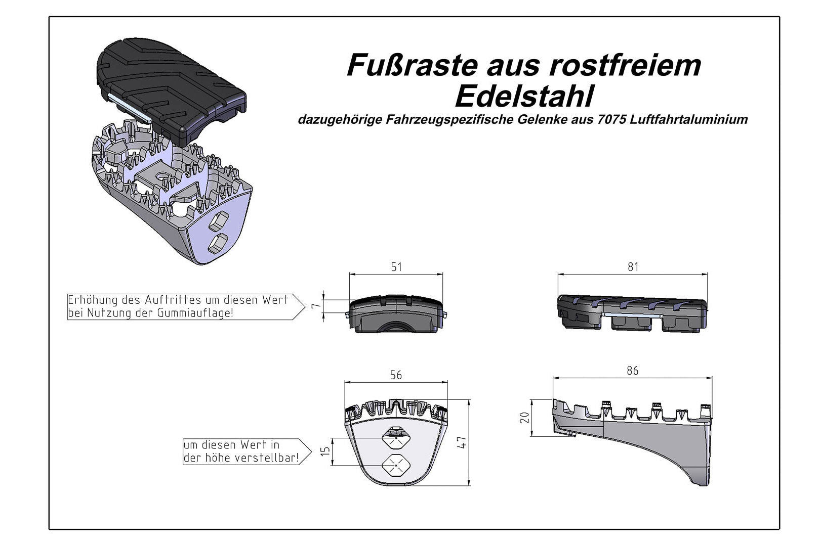 ION footrest kit Honda XRV 650/750 (87-03) XL600V (87-99) CRF1000L